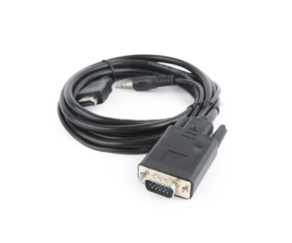 Kabel komputerowy GEMBIRD Adapter GEMBIRD A-HDMI-VGA-03-6 (HDMI M - D-Sub (VGA), Jack stereo 3,5 mm M; 1,8m; kolor czarny)